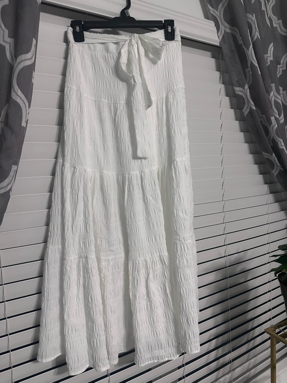 HYFVE White Tiered Maxi Skirt with Elastic Waist